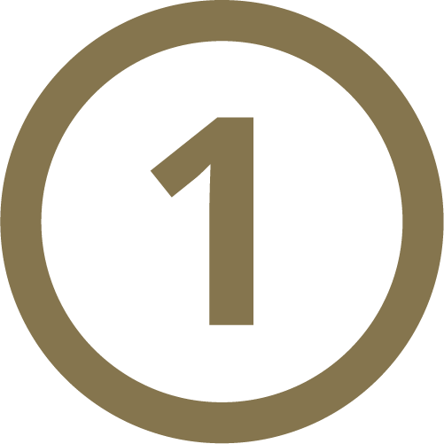Number one of four in a circle in bronze